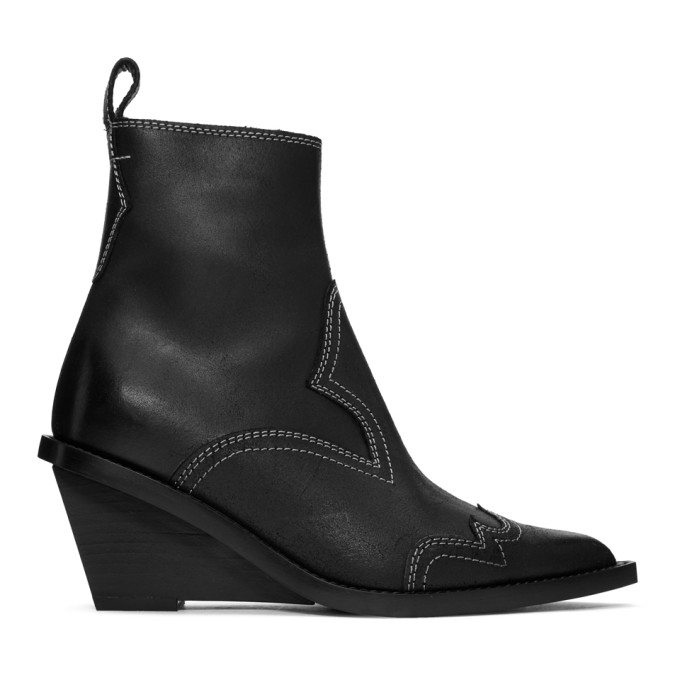 MM6 Maison Martin Margiela Black Cowboy Ankle Boots