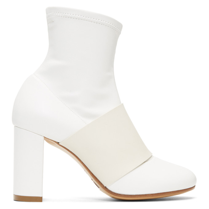 MM6 Maison Martin Margiela White Cut Heel Banded Boots