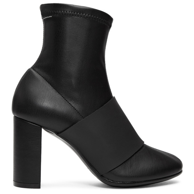 MM6 Maison Martin Margiela Black Cut Heel Banded Boots