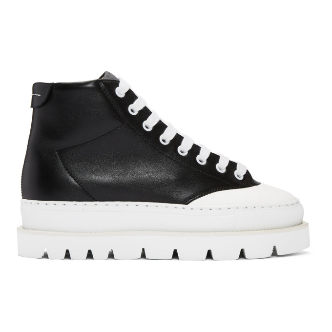 MM6 Maison Martin Margiela Black Leather Hiking Boots