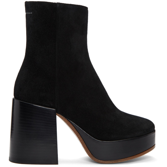MM6 Maison Martin Margiela Black Thick Heel Boots