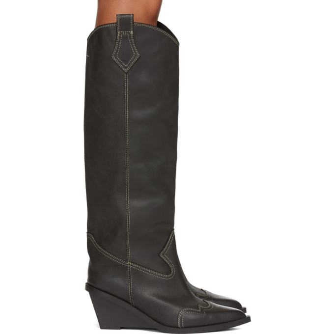 MM6 Maison Martin Margiela Black Tall Cowboy Boots