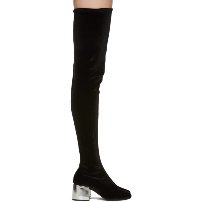 MM6 Maison Martin Margiela Black Velvet Over-The-Knee Boots