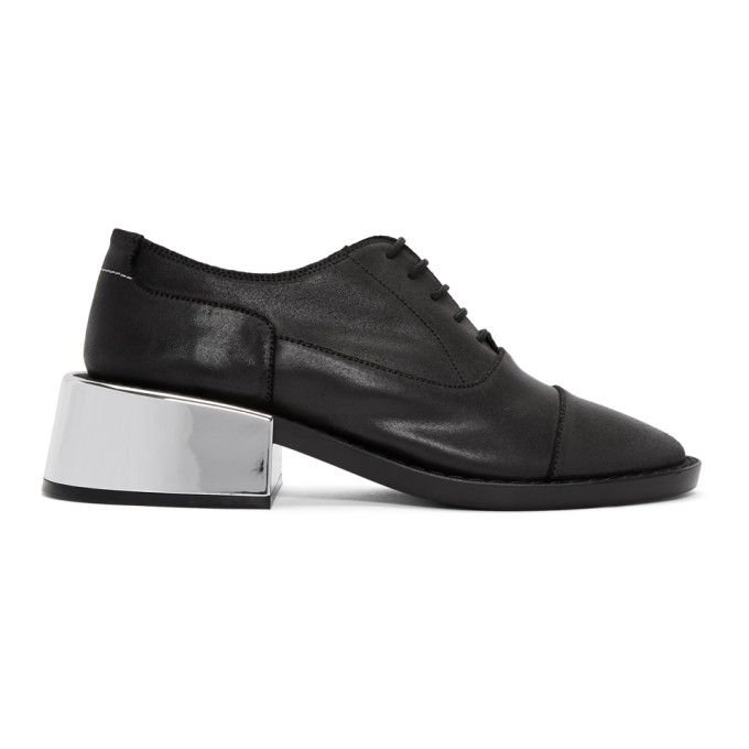 MM6 Maison Martin Margiela Black Metallic Heel Loafers