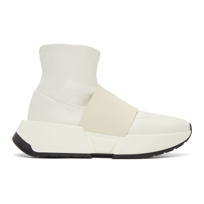 MM6 Maison Martin Margiela White Leather Sock High-Top Sneakers