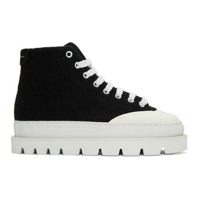 MM6 Maison Martin Margiela Black Wool Platform Sneakers