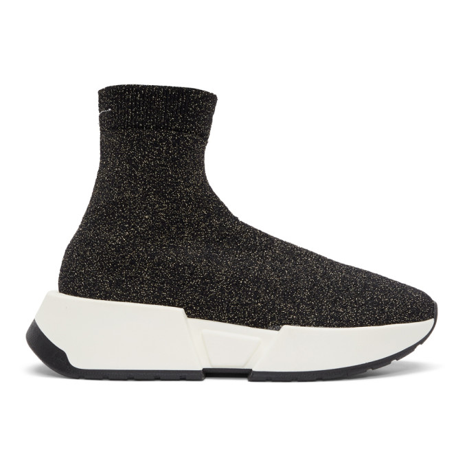 MM6 Maison Martin Margiela Black Glitter Sock High-Top Sneakers