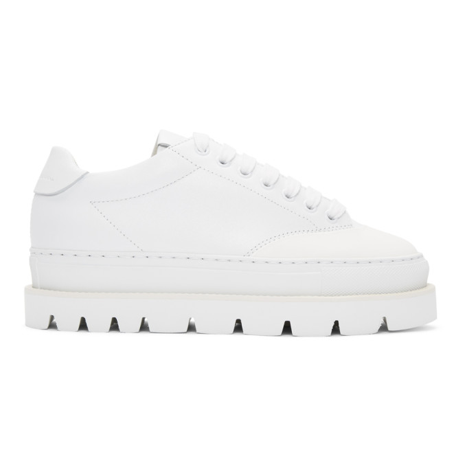 MM6 Maison Martin Margiela White Leather Platform Sneakers