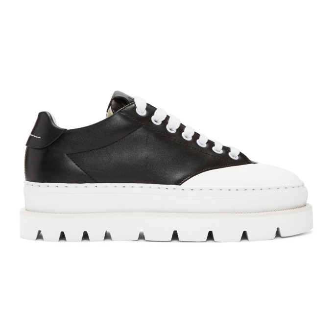 MM6 Maison Martin Margiela Black Leather Platform Sneakers