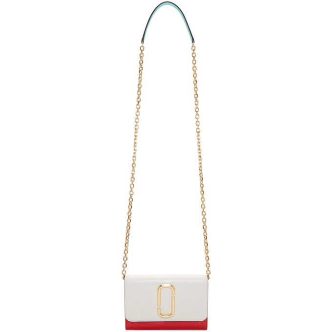 MARC JACOBS MARC JACOBS WHITE AND RED CHAIN WALLET BAG