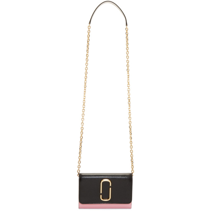 MARC JACOBS MARC JACOBS BLACK AND PINK CHAIN WALLET BAG