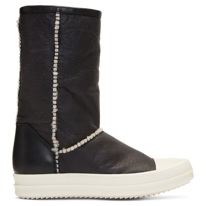 Rick Owens Black Shearling Boots