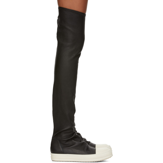 Rick Owens Black & White Leather Sock Boots
