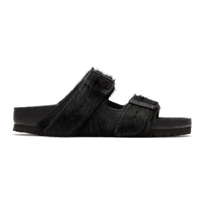 Rick Owens Black BIRKENSTOCK Edition Calf-Hair Arizona Sandals