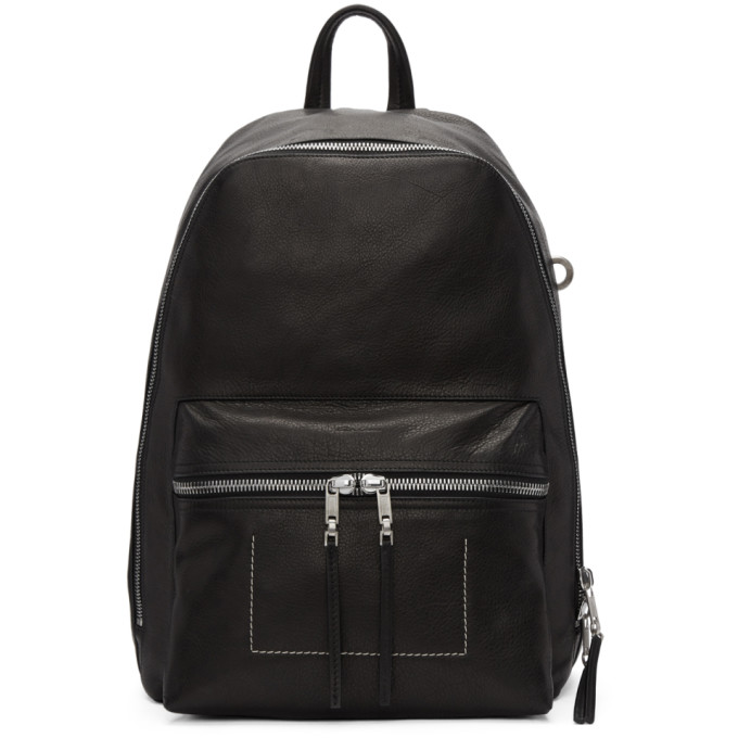 Rick Owens Black Leather Backpack