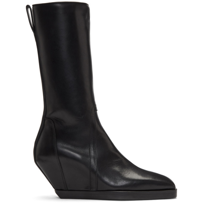 Rick Owens Black Square Toe Boots