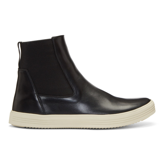 Rick Owens Black & Off-White Leather Mastodon Boots