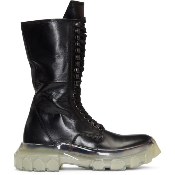 Rick Owens Black Clear Sole Tractor Boots