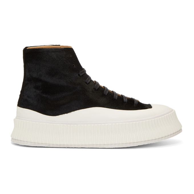 Jil Sander Black Pony High-Top Sneakers