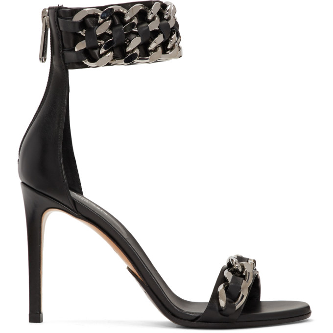 Balmain Black Duo Double Chain Heeled Sandals