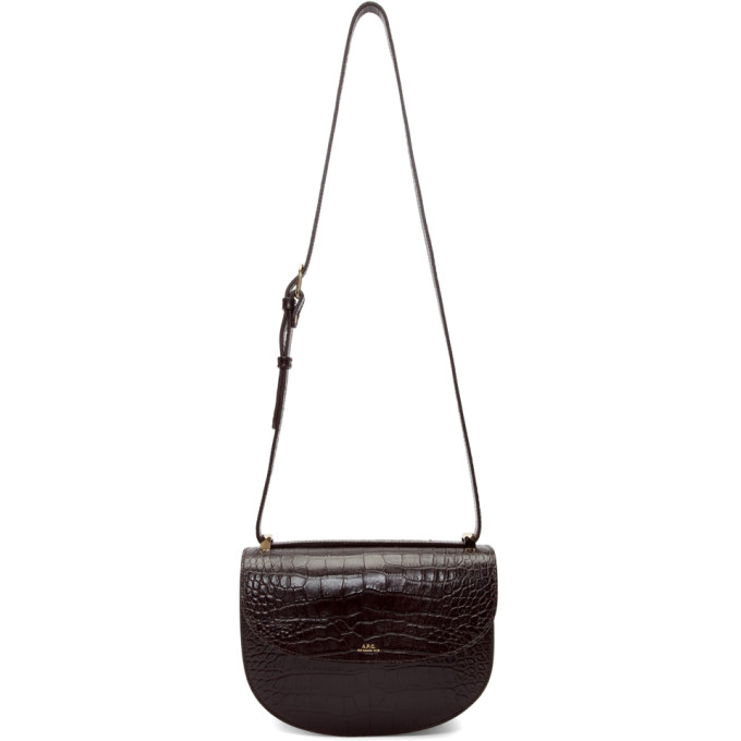 A.P.C. Burgundy Croc Genève Bag