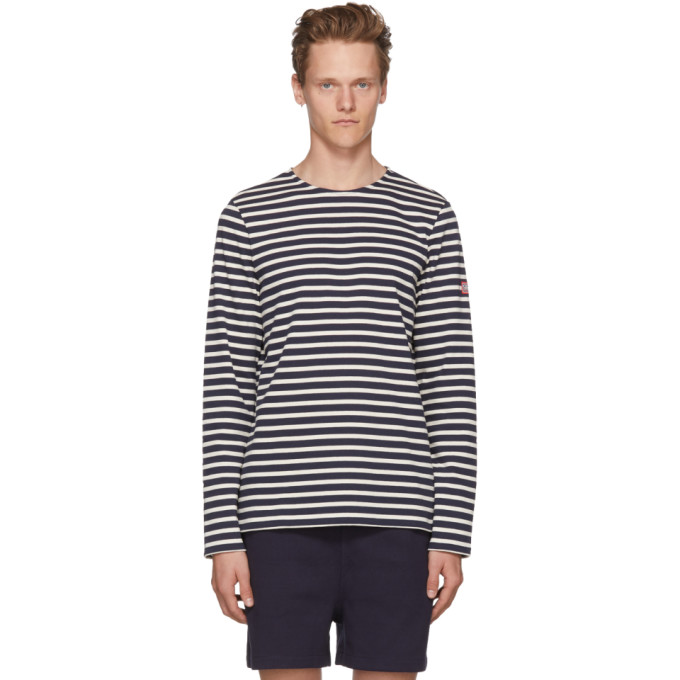 APC A.P.C. NAVY AND OFF-WHITE LONG SLEEVE MATT SAILOR T-SHIRT