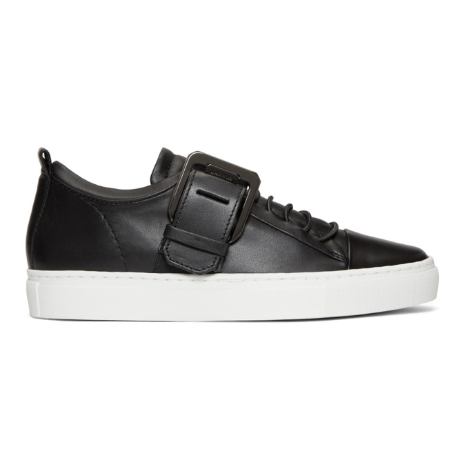 Lanvin Black Square Buckle Nappa Leather Sneakers