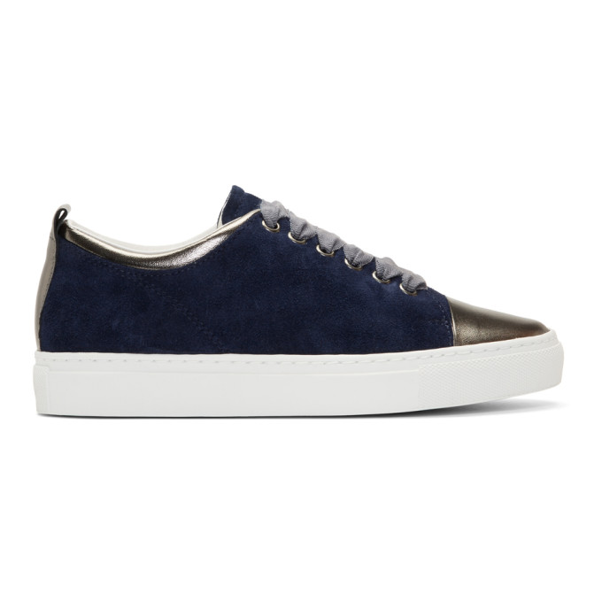 Lanvin Navy Suede Sneakers