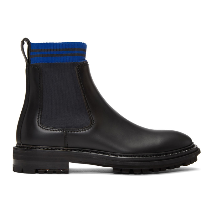 Lanvin Black Knit Sock Chelsea Boots