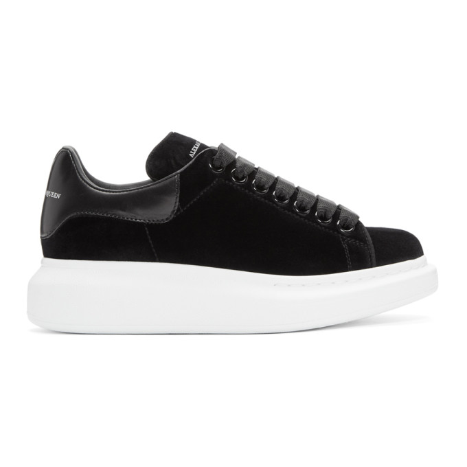 Alexander McQueen Black Velvet Oversized Sneakers