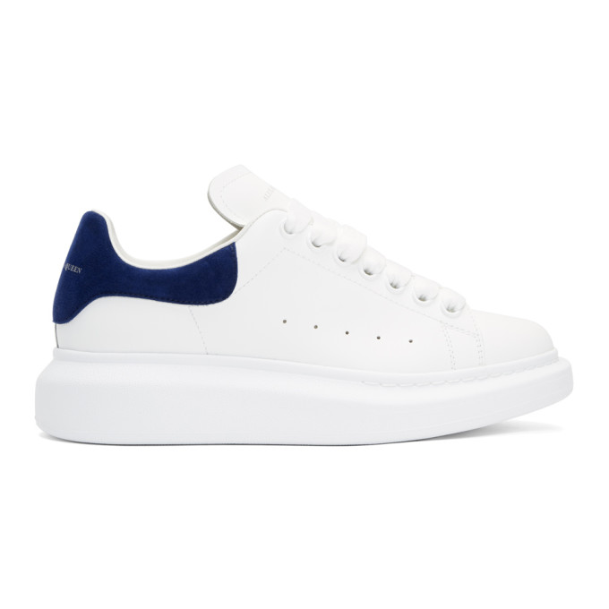 Alexander McQueen White & Blue Oversized Sneakers