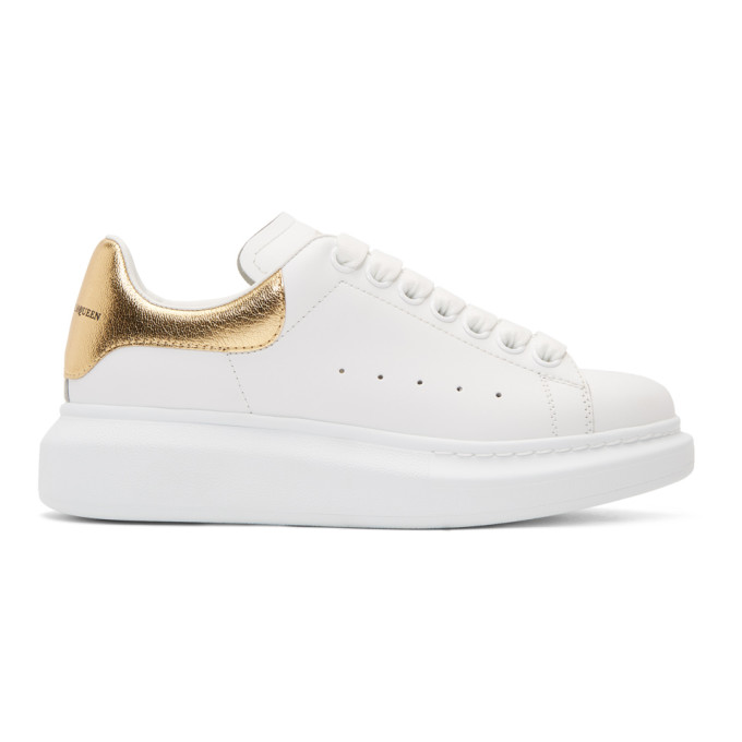 Alexander McQueen White & Gold Metallic Oversized Sneakers