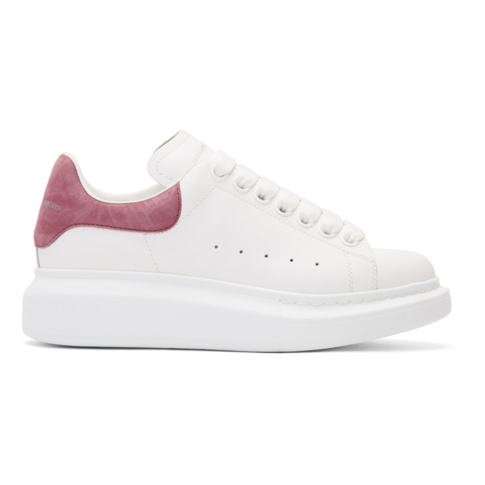 Alexander McQueen White & Pink Suede Oversized Sneakers