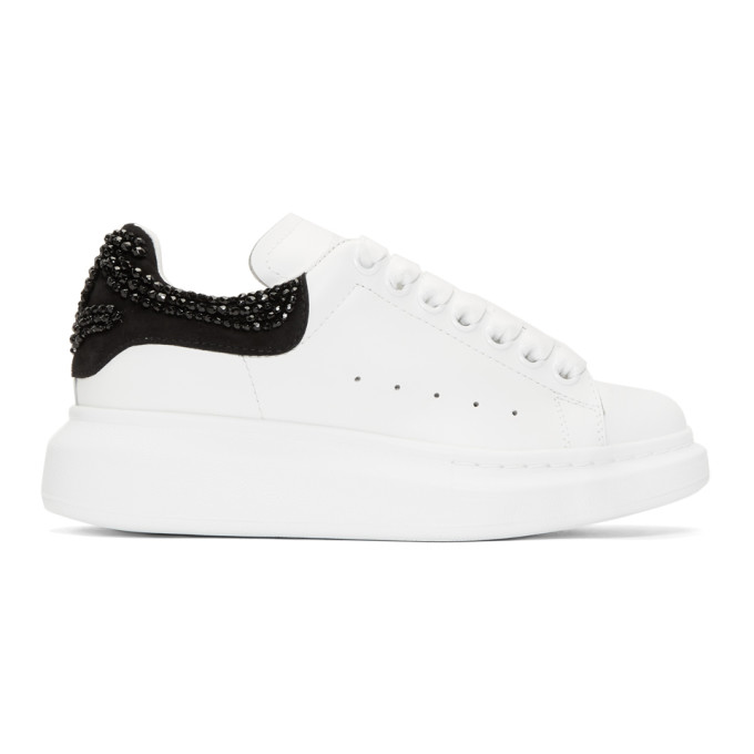 Alexander McQueen White & Black Crystal Tab Oversized Sneakers