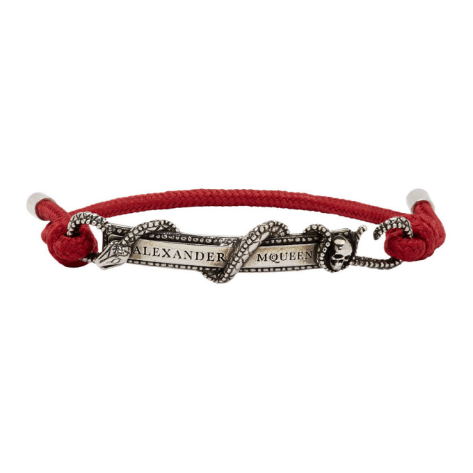 ALEXANDER MCQUEEN ALEXANDER MCQUEEN BURGUNDY SNAKE AND HORSE BRACELET