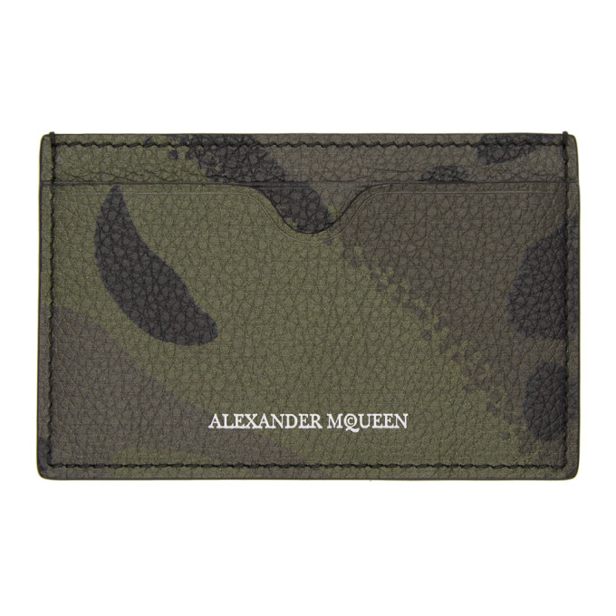 ALEXANDER MCQUEEN ALEXANDER MCQUEEN KHAKI CAMOUFLAGE DANCING SKELETON CARD HOLDER