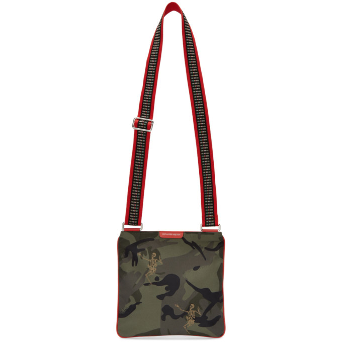 Alexander McQueen Khaki Dancing Skeleton Crossbody Messenger Bag