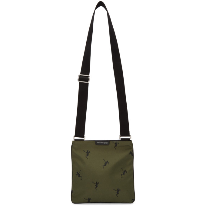 Alexander McQueen Green & Black Dancing Skeleton Crossbody Messenger Bag