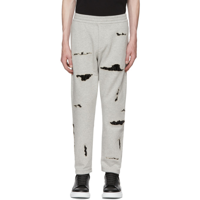 ALEXANDER MCQUEEN ALEXANDER MCQUEEN GREY ORGANIC BRUSHED BACK JERSEY LOUNGE PANTS