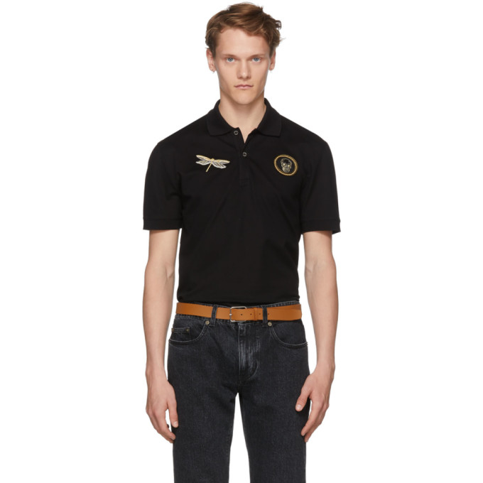 ALEXANDER MCQUEEN ALEXANDER MCQUEEN BLACK EMBROIDERED POLO