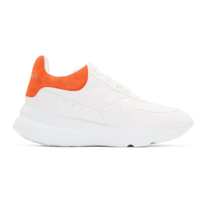 Alexander McQueen White & Orange Runner Sneakers