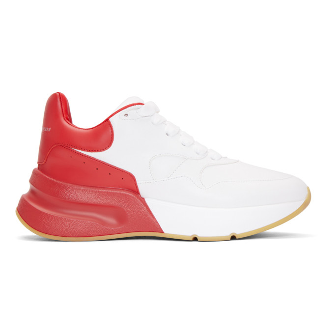 Alexander McQueen Red & White Oversized Runner Sneakers