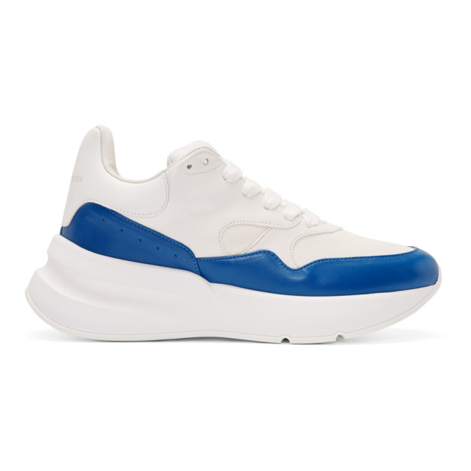 Alexander McQueen White & Blue Oversized Sneakers