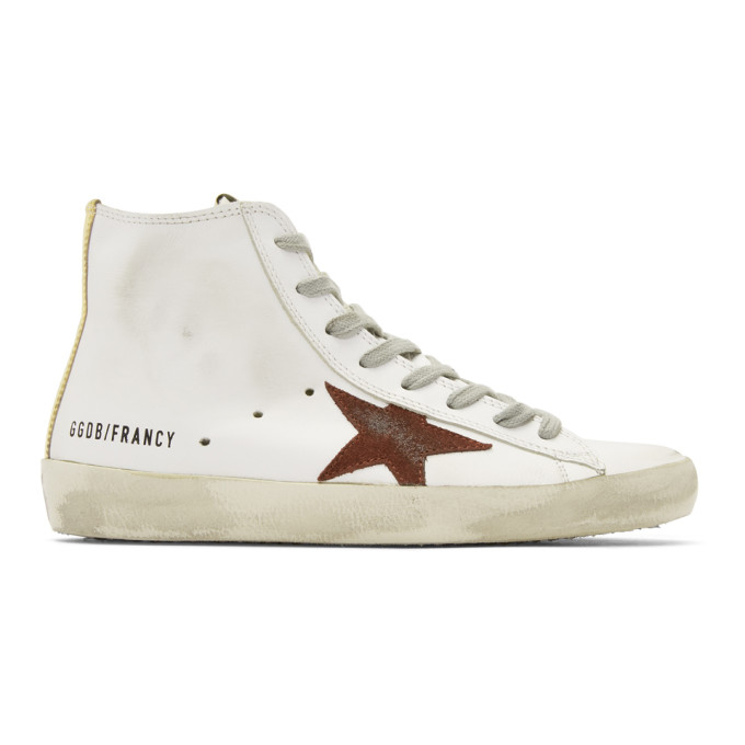 Golden Goose White & Purple Francy High-Top Sneakers