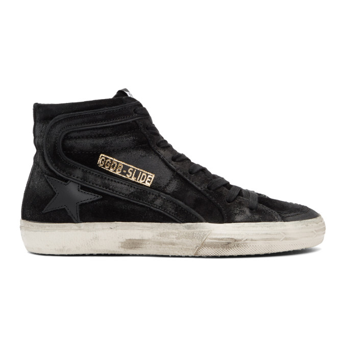 Golden Goose Black Suede Slide High-Top Sneakers