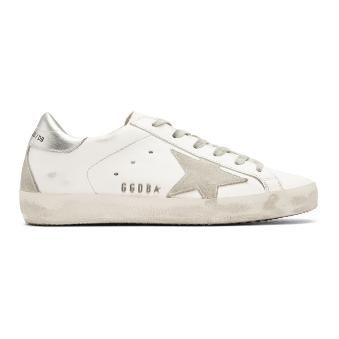 Golden Goose White & Silver Superstar Sneakers