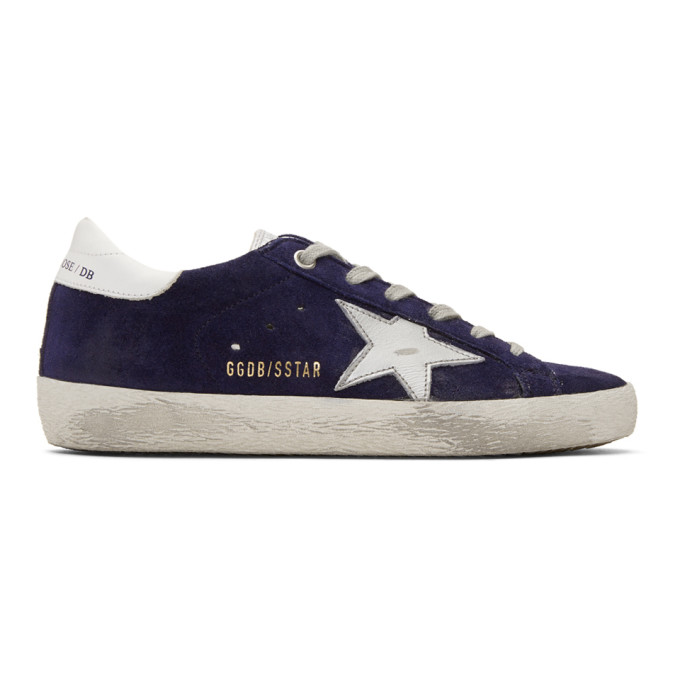 Golden Goose Navy Suede Superstar Sneakers