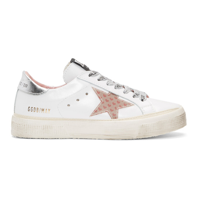 Golden Goose White May Small Heart Sneakers