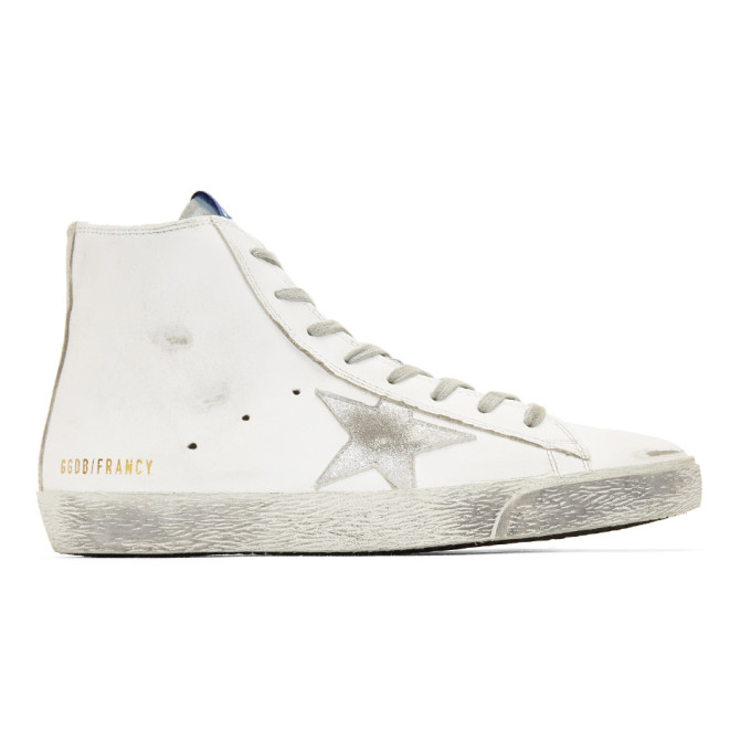 Golden Goose White & Silver Francy High-Top Sneakers