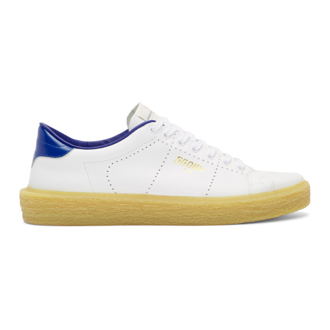 Golden Goose White & Blue Tennis Sneakers